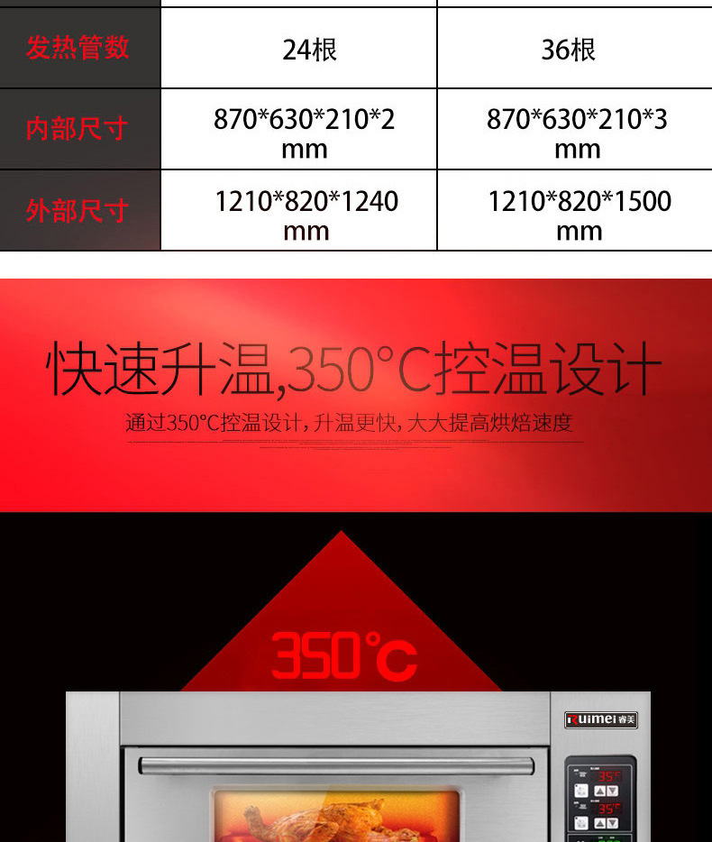 【包郵】睿美商用烤箱二層四盤大型烤爐披薩烤箱雙層電烤箱CE認證