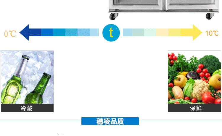 穗凌LG4-482M2F 展示冰柜商用雙門立式風冷冷藏保鮮柜玻璃飲料柜